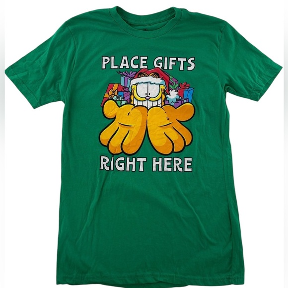 Garfield Place Gift Here Green Tee Shirt M - Picture 1 of 5